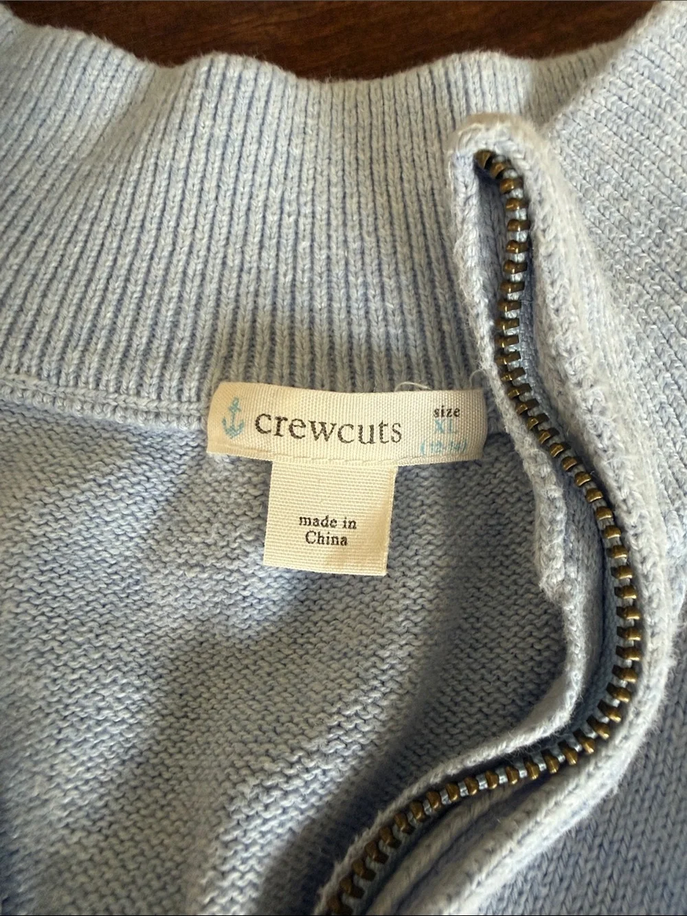 Boy’s JCrew Light Blue Half-Zip Sweater with Mock Neck-Size XL